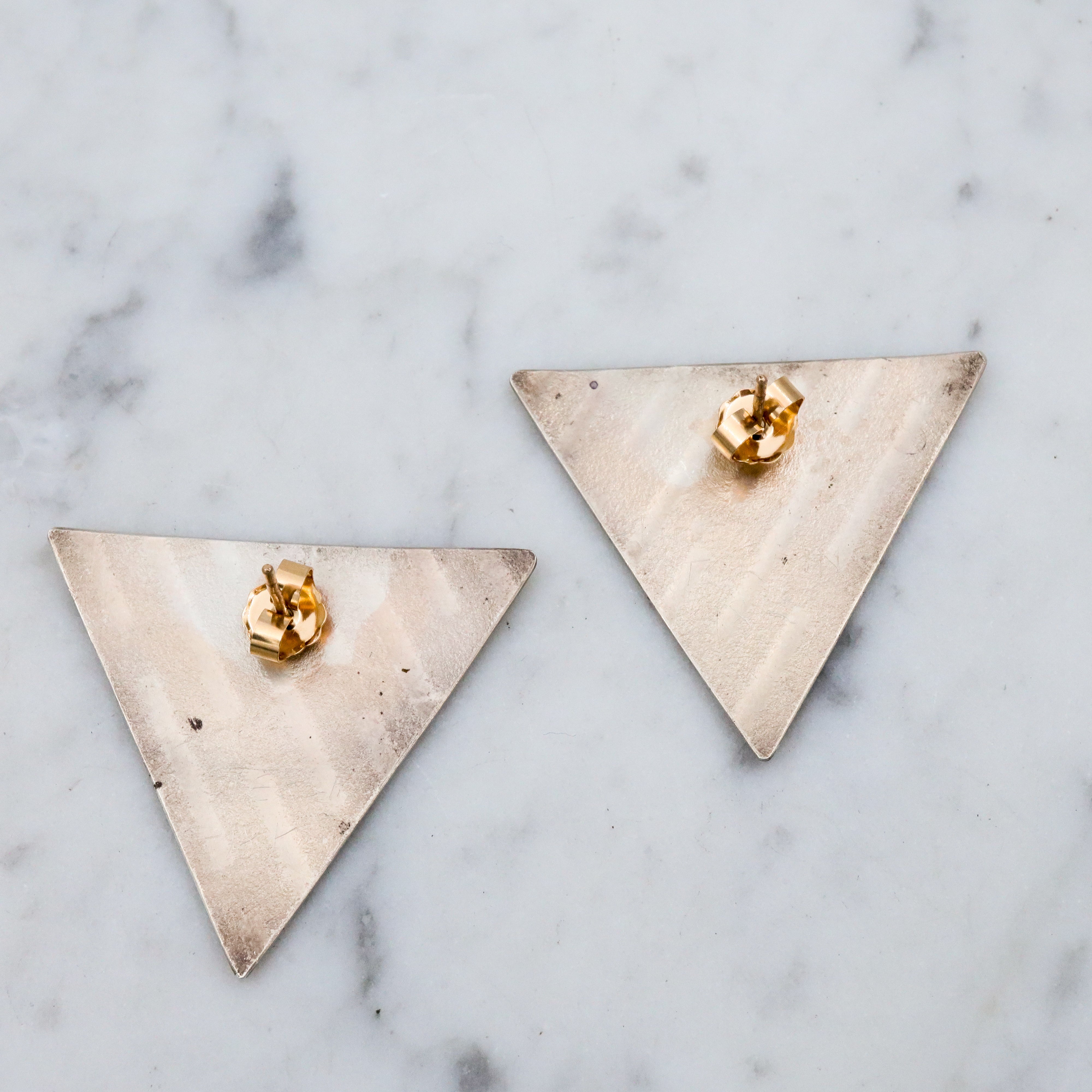 Retro studio artist 18k gold plated sterling silver triangle earrings